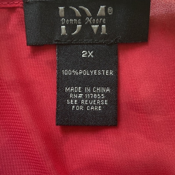 Donna Moore Red Sheer Scoop Neck Peasant Blouse With Lace Trim Plus Size - Picture 6 of 6